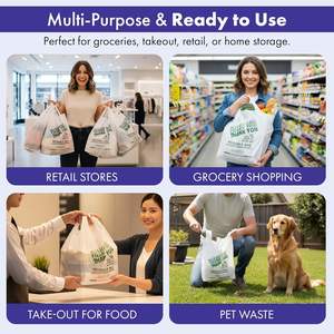 Bolsas de Agradecimiento Biodegradables de PE/PP para Compras, con Asas, Resistentes, Reutilizables, para Empaquetar, Comida para Llevar, Restaurantes, Pequeñas Empresas - Product Image 3