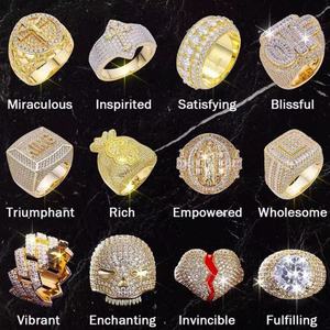 Fashion Style Iced Out D/VVS <b>Moissanite</b> <b>Ring</b> Gold Plated 925 Sterling Silver <b>Ring</b> for Hiphop Jewelry - Product Image 6