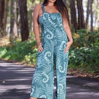 Combinaison longue décontractée ample pour femme, motif Aloha, bretelles, design OEM, en rayonne de luxe personnalisée
