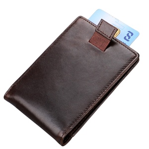 New Arrival Slim <b>RFID</b> Blocking Men's Genuine Leather Mini <b>Wallet</b> with Money Clip Card Holder Custom Featuring Letter Pattern - Product Image 5