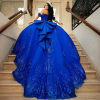 S4958N Nouvelle Robe de Mariée Grande Taille Bleu Royal Asymétrique à Une Épaule avec Jupe Volumineuse pour Spectacle Scénique, Modèle A-line Haut de Gamme, Collection 2026, Meilleure Vente