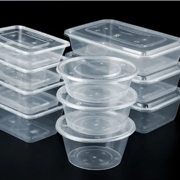 Disposable round 1250ml plastic clear personalized fast bowl lunch take out food containers