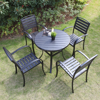 Ensemble de chaises et de table empilables de jardin en métal d'extérieur, meubles de bistrot en bois plastique pour restaurant, café, parc, vente en gros