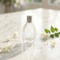 Nouveau produit : Flacon de parfum en verre avec fenêtre d'étiquetage rectangulaire sur le dessous, 30 ml, 50 ml, 100 ml, avec bouchons en aluminium