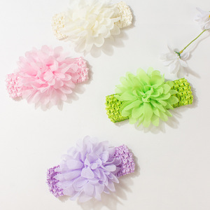 Aksesoris Rambut Bayi Bunga Chiffon Nilon Elastis untuk Fontanelle Ramah Lingkungan Dapat Dicuci - Product Image 3