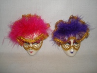 Mardi Gras Küçük Mıknatıslı Maske 2,5 inç Mor, Yeşil ve Altın Maske Süsü/Mıknatıs pc