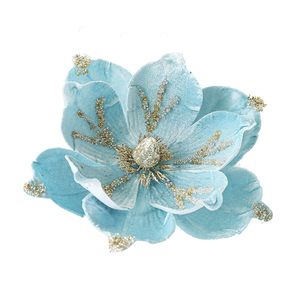Velvet Artificial Glitter Magnolia Flowers Christmas Poinsettia Ornaments Christmas <b>Tree</b> Magnolia Flowers for Xmas - Product Image 3