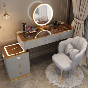 Luxury Makeup <b>Vanity</b> With Led <b>Mirror</b> And Storage Drawers For Bedroom Use - Product Image 1