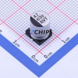 Condensateur électrolytique en aluminium SMD RVT1J470M0810 47UF 63V, D8xL10.2mm 20% 125mA-120Hz - Product Image 1
