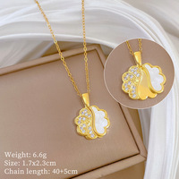 Kalung Liontin Baja Anti Karat Lapis Emas 18K dengan Hiasan Bunga, Kerang, Hati, Salib, Kupu-kupu, Anti Luntur, Perhiasan untuk Wanita