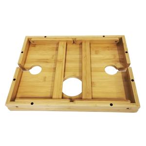 Portabottiglie da esterno portabicchieri in vetro barbecue in legno campeggio picnic pieghevole <span class=keywords><strong>tavolo</strong></span> da picnic in bambù con <span class=keywords><strong>gambe</strong></span> regolabili - Product Image 5