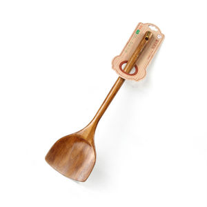 Espátula de Madera con Mango Largo, Acabado Lacado, Mango Redondo, Utensilio de Cocina, Apta para Sartenes Antiadherentes - Product Image 1