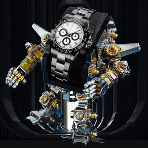 Montre mécanique automatique de luxe pour homme, 40 mm, chronographe multifonction, bracelet en acier inoxydable, cadran blanc, répétiteur - Product Image 3