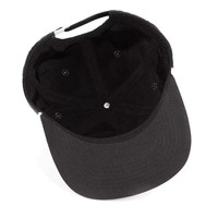 Casquette Snapback non structurée à 5 panneaux avec broderie personnalisée, en nylon noir, avec boucle arrière en plastique bicolore