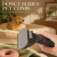 Peigne pour animaux de compagnie à élimination des poils en un clic, poignée en silicone, auto-nettoyant, pour chien et chat, pour démêler les nœuds