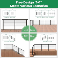 Kit de garde-corps en câble DIY, fil d'acier inoxydable, pour terrasse, balcon, escalier, système de garde-corps facile à installer, taille personnalisée