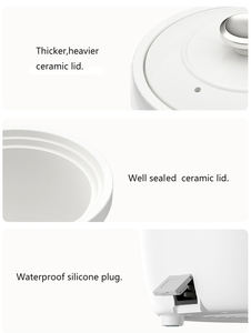 Nouveauté : Cuiseur à riz électrique blanc 500W, style pot, <span class=keywords><strong>en</strong></span> céramique épaisse, multicuiseur 3L, mijoteuse avec fonction anti-cuisson à sec, prise VDE. - Product Image 5