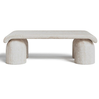 Table basse de luxe en marbre Dream Home avec base sculptée en forme de champignon et bords incurvés pour salon