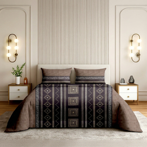 Ensemble de housse de couette à imprimé géométrique moderne, 3 pièces, 100% coton, literie toutes saisons - Product Image 1