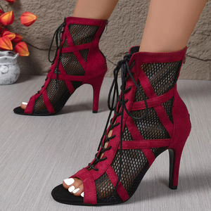 Chaussures de <span class=keywords><strong>Danse</strong></span> à Talons Hauts Bachata Rouges Bottes de <span class=keywords><strong>Danse</strong></span> de Salon Salsa Jazz Latin Swing Sandales de Fête pour Femme - Product Image 1