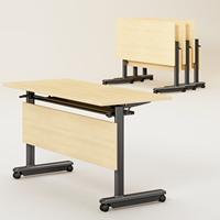 Bureau de formation moderne pliable et mobile avec roulettes, base métallique personnalisée, mobilier de bureau gain de place, table de réunion