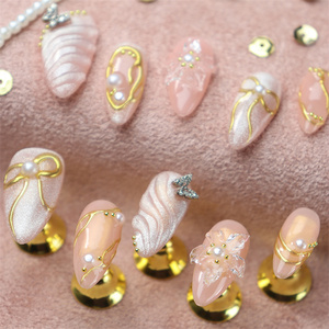 Uñas Postizas Acrílicas 3D de Alta Gama con Diseño de Ojo de Gato, Mariposa Tridimensional y Flor de Hielo, Hechas a Mano, 10 Piezas - Product Image 2