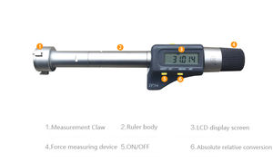 Qinghai Qingliang Hoge Precisie Digitale Elektronen Vernier Remklauwen 3-6Mm 0.001Mm Roestvrij Staal Driepunts Interne Micrometer - Product Image 2