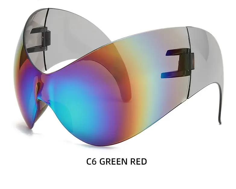 Nuevas gafas de sol Punk grandes de ciencia y tecnología del futuro europeo y americano, gafas de sol de una pieza con personalidad