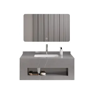 YIDA Marble Slate Wall Mount Floating Cabinet Bathroom Vanity 24 To 36 Inch Gray Black Sintered Stone Bath Vanities