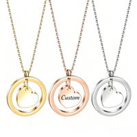 Trendy hartvormige ketting van roestvrij staal, verguld met 18K goud, graveerbaar, met ruimte voor eigen logo, unisex, Valentijnscadeau, sieraden