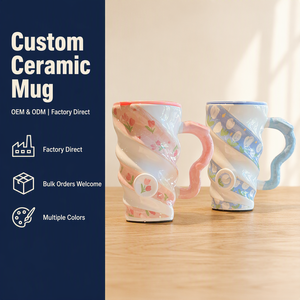 Taza de Cerámica con Diseño Floral Perlado, 12oz, Ideal para Regalo de Boda o Cumpleaños, Personalizable con Logotipo, Pedidos al por Mayor - Product Image 1