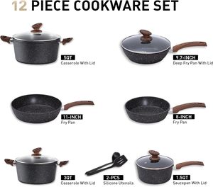 Wholesale OEM Induction Cooker Forged Aluminium <strong>Kitchenware</strong> Best Saucepan Non Stick <strong>Cookware</strong> <strong>Sets</strong> with Wooden Handle - Product Image 1