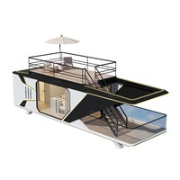 Maison préfabriquée en acier de type capsule spatiale extensible, alimentée à l'énergie solaire, personnalisable en usine, pour hôtel/villa/appartement