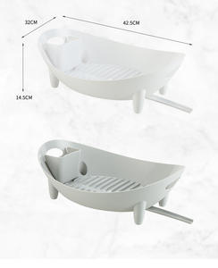 選択楽しい立ち型プラスチック皿ラック排水機キッチンオーガナイザー排水バスケット卸売家収納機構 - Product Image 2