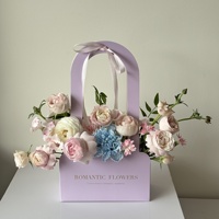 Boîte-cadeau de fleurs pour la fête des mères, emballage de bouquet, sac à main, matériaux pour arrangements floraux DIY, carton blanc pailleté
