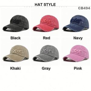 หมวกเบสบอลปักลายสไตล์วินเทจแบบสปอร์ตสั่งทำขายส่ง คุณภาพสูง ผ้าเดนิมฟอกสี - Product Image 2