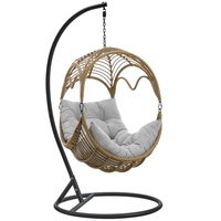 Fauteuil suspendu en rotin PE d'extérieur avec support, chaise à bascule rembourrée pour patio, jardin, balcon