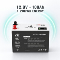 Batterie LFP de remplacement CFE-1280S Pro 12,8 V 100 Ah avec affichage OLED de puissance et de tension pour onduleur et sauvegarde domestique