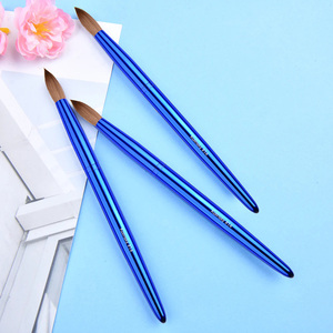 Pinceau à ongles en poils de Kolinsky, manche en métal bleu, pinceau professionnel pour manucure, pour poudre acrylique - Product Image 4