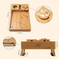 Plateau d'accoudoir de canapé en bambou multifonctionnel portable moderne avec porte-gobelet amovible Table à bras de canapé pliable pour le salon