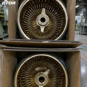 EVOR 钢丝轮 13 英寸轮圈 白色壁胎 Best100 /72 5x114.3 镀铬轮圈 Lowider 金色 - Product Image 4