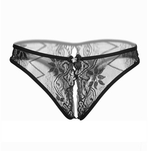 Tanga Sexy para Mujer, Encaje Negro Transparente, Entrepierna Abierta, Lencería Insertable, Sensación Realista, Primavera 2026 - Product Image 4