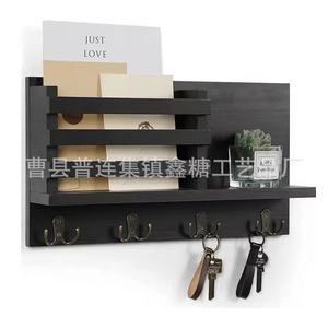 Wooden <b>Wall</b> <b>Shelf</b> Key Storage Rack 3 Layers Rectangle Multipurpose <b>Wall</b> <b>Mounted</b> Entryway Organizer - Product Image 2