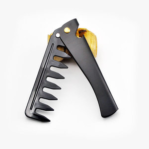 Tùy Chỉnh Chuyên Nghiệp Salon Cắt Tóc Tạo Kiểu Tóc Rộng Người Đàn Ông Răng Kiểu Tóc Túi Đầu Tóc Lược Thép Không Gỉ Có Thể Gập Lại Dầu Lược - Product Image 3