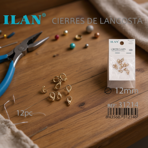 Chiusure a Moschettone Ilan 12mm Color Oro per Creazione di Gioielli - Product Image 3