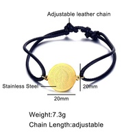 Bracelet Catholique Acier Inoxydable Plaqué Or 18K Bijoux St. benoît Vierge Marie Guadalupe Bracelet Réglable
