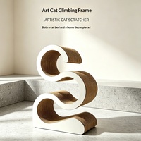 Griffoir et lit pour chat en carton ondulé en forme de S, combo artistique pour chats d'intérieur, vente en gros, OEM