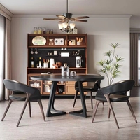 Fauteuil de loisirs en cuir noir de style nordique simple, chaise de salle à manger de luxe avec structure en bois pour hôtel, villa, restaurant