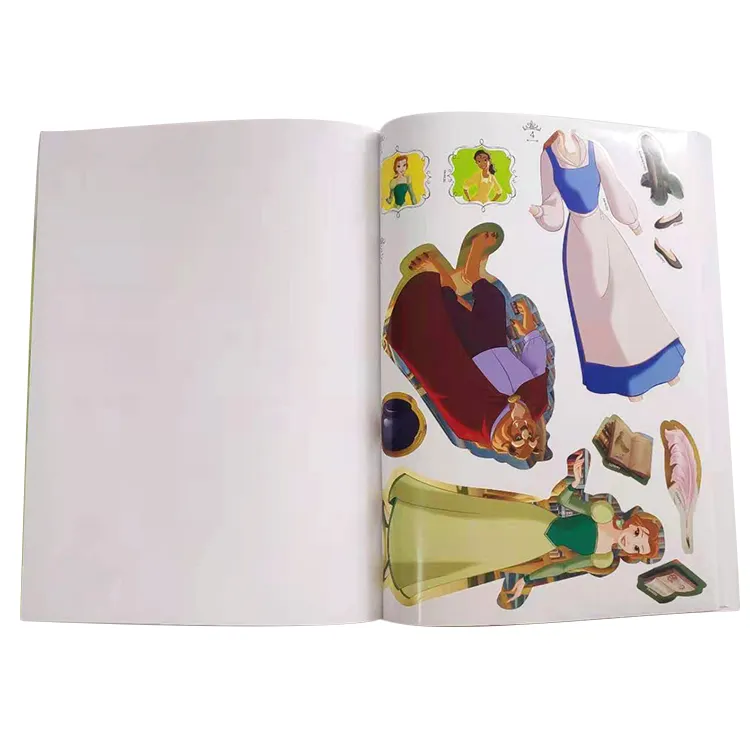 Benutzer definierte Günstige Kinder Cartoon Prinzessin Aktivität Färbung Aufkleber Bücher Drucken Offsetdruck Papier & Pappe Softcover OEM