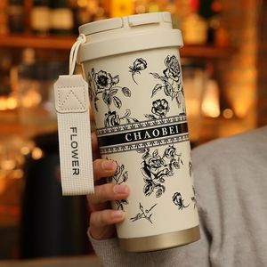 Mug thermos personnalisé muguet muguet fille grande valeur doublure en céramique paille double tasse à boire tasse cadeau - Product Image 2